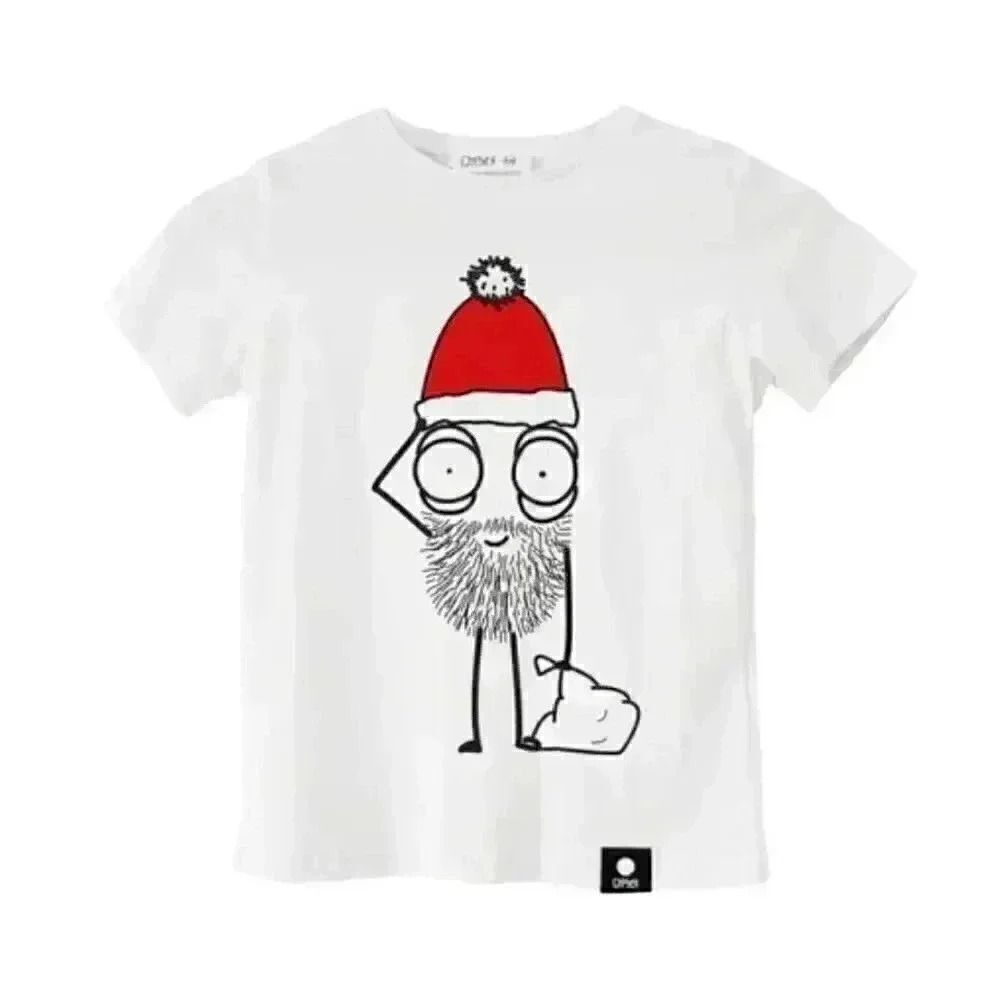 Quipster Unisex Adult White Cotton Kinder Santa Crew Neck Short Sleeve T-shirt